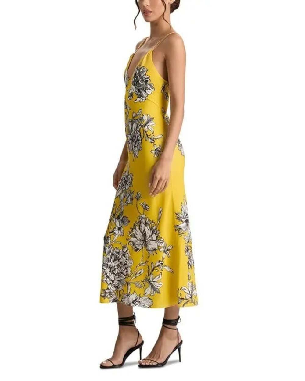 Alice + Olivia Kiro Blooming Wild Golden Hour Yellow Midi Dress 2 NWT $550 - Picture 3 of 13